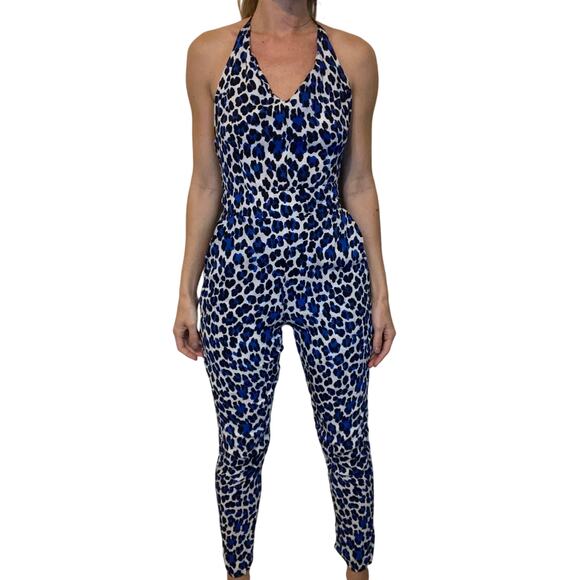 Karina Grimaldi Animal Print Halter Open Back Jumpsuit Maximalism - Picture 3 of 11